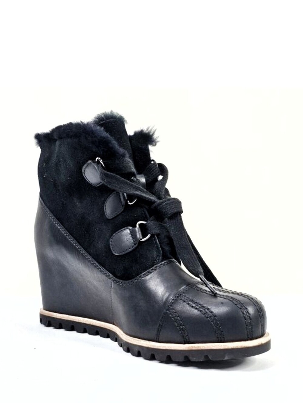 NWOB UGG Black Alasdair  Waterproof Leather Wedge Booties